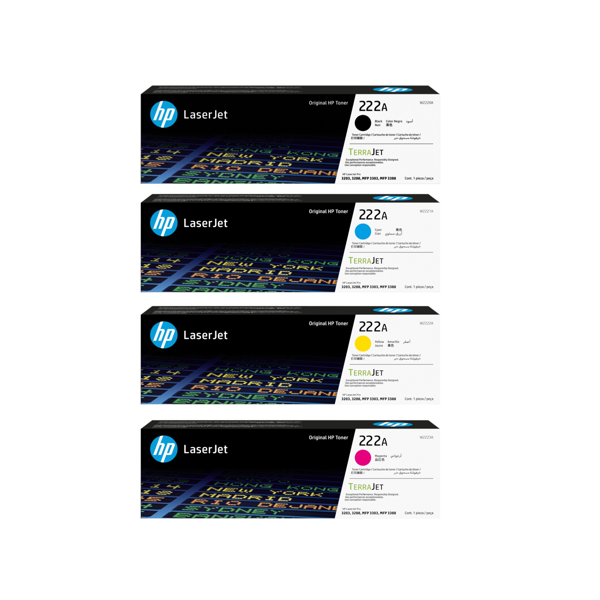Combo de Toner Hp 222A Negro y colores Originales