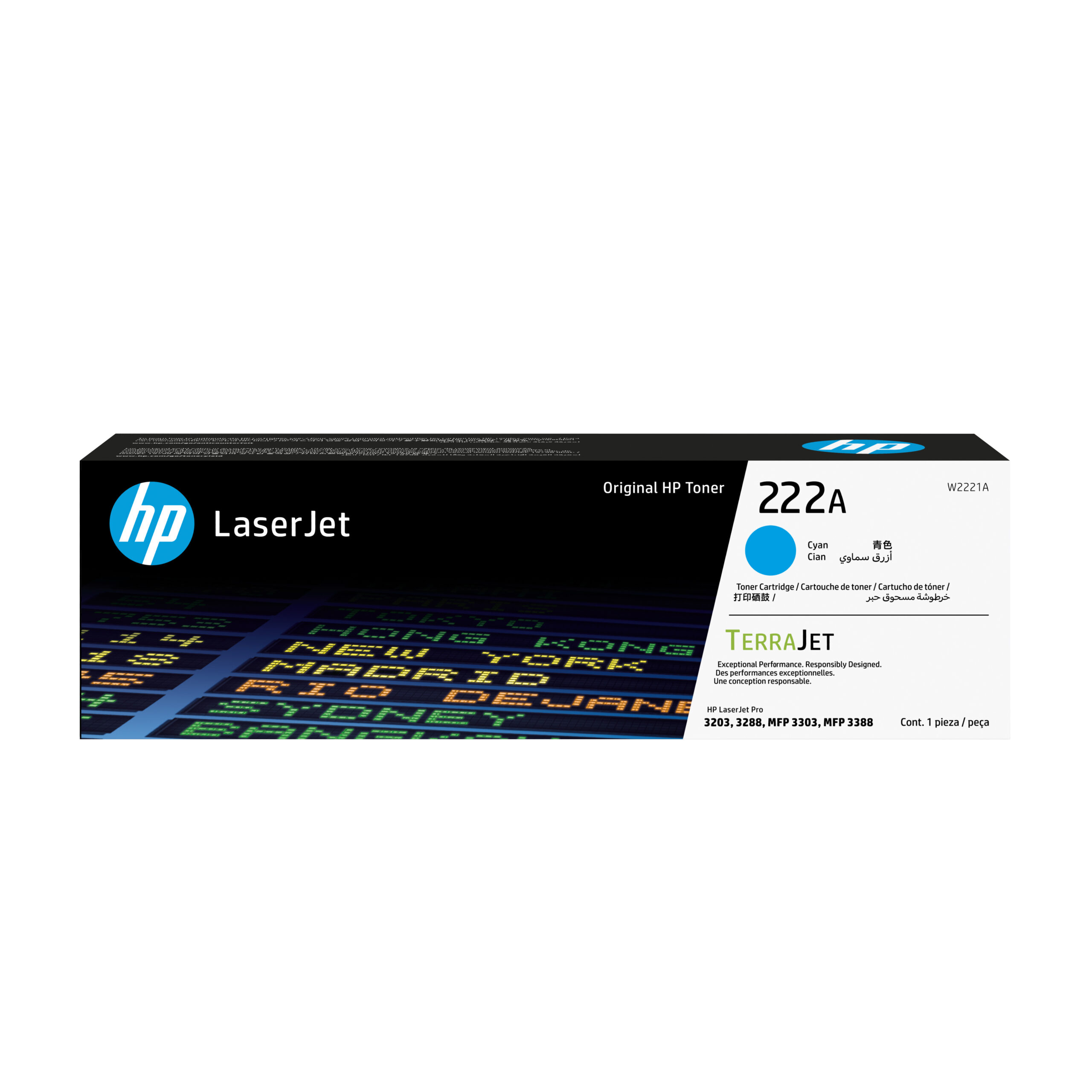 Cartucho De Toner HP 222A Cian LaserJet Original (W2221A)